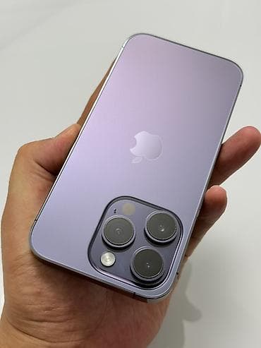 face id: IPhone 14 Pro, Б/у, 128 ГБ, Deep Purple, Защитное стекло, Чехол, 79 % — 6