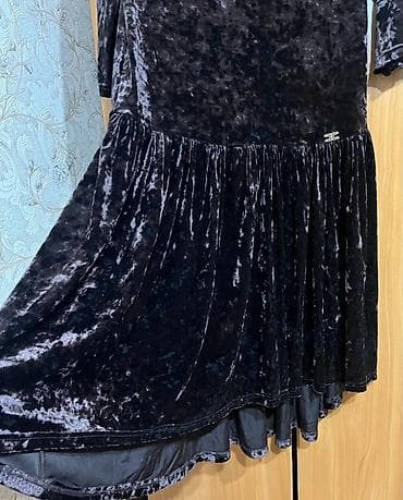 двойки из бархата: Повседневное платье, Длинная модель, Велюр, XL, 2XL — 2