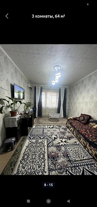 беловодск квартира: 3 бөлмө, 65 м², 105-серия, 3 кабат, Косметикалык ремонт — 2