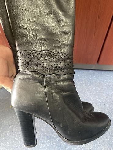 equestrian riding boot: Женские высокие сапоги на каблуке Италия, 1 раз одела! Кожа, лригинал! — 1