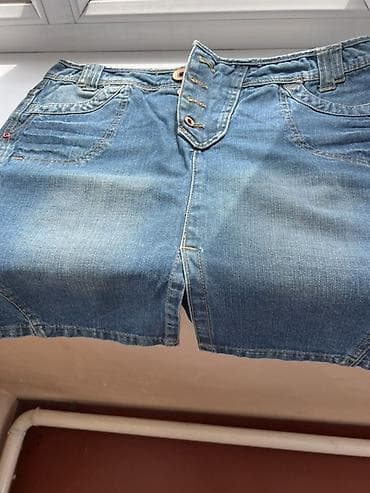 шорты двойка: Юбка, Мини, Джинс, По талии — 2