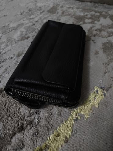 Черный мужской/унисекс клатч-кошелек из фактурной кожи - Материал