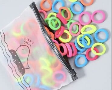 другие аксессуары: Резинки для волос 100 штук в косметичке имеют разнообразную гамму — 1