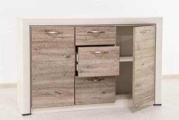 офисные мебели: Тумба и подставка для телевизора, Новый, Напольная, МДФ, Бесплатная доставка, цвет - Бежевый — 3