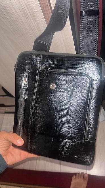 casio g shock: Мужская сумка через плечо BUTUN - Материал: черная фактурная эко‑кожа — 2