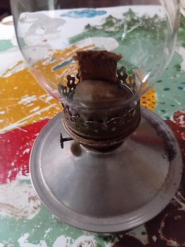 Бра и настенные светильники: Керосиновая лампа с высоким стеклянным плафоном (колбой) и — 4