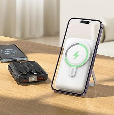 usb lightning: Внешний аккумулятор Hoco с беспроводной MagSafe-зарядкой и встроенными — 5