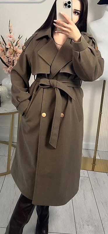 Плащтар, тренчтер: Тренч женский, длина миди, цвет — оливково‑хаки. Классический — 1