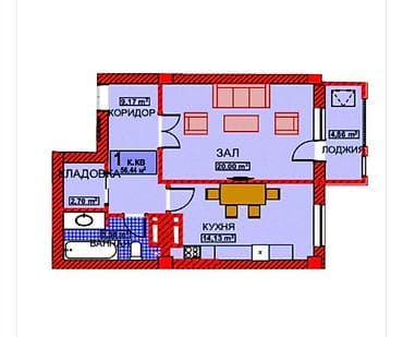 верона: 1 комната, 55 м², Асанбай мкр Элитка, 3 этаж — 2