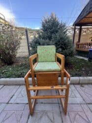 десткое кресло: Стульчик для кормления, Б/у, Другой бренд, Дерево, Трансформер, цвет - Зеленый, Самовывоз — 1