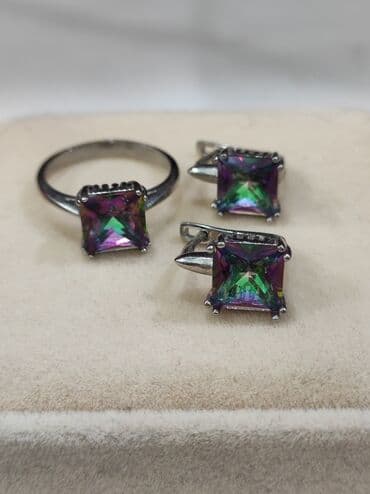 набор пандора: Серебряный Комплект с камнями Мистик Серебро 925 пробы Размеры — 1