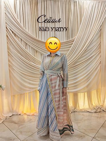 Платье макси с принтом в полоску - Длина: в пол, свободный