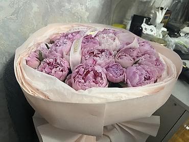 Пышный букет пионов в нежно-розовой гамме. - Состав: крупные махровые — 3