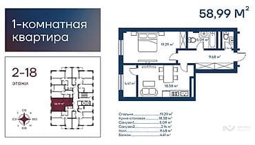 2026: 1 комната, 59 м², Элитка, 8 этаж, Готовая ПСО (под самоотделку) — 7