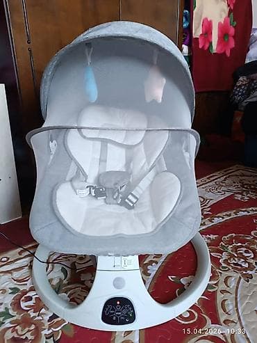 обычный: Детский шезлонг, Б/у, Электронная, Другой материал, цвет - Серый — 2