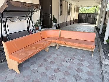 скамейки для дома: Кухонный мягкий уголок, ЛДСП, цвет - Оранжевый — 1