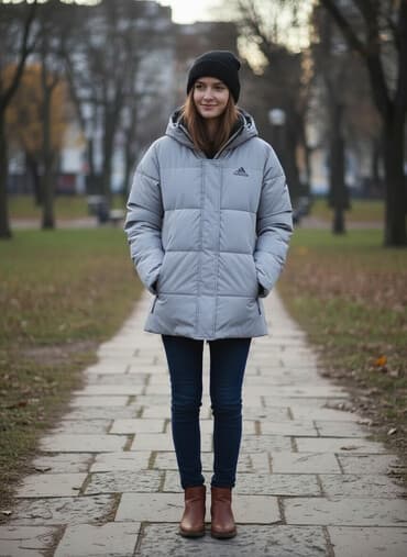 tech fleese: Зимняя куртка с утеплением, серого цвета. Особенности: - Толстая — 1