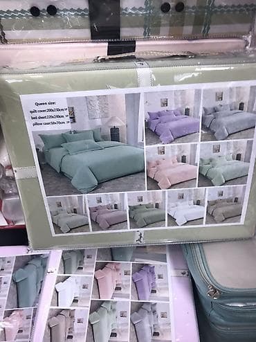 детские одеяло магазины: Комплект постельного белья 100% хлопок однотонный цвет, Queen size (на — 3