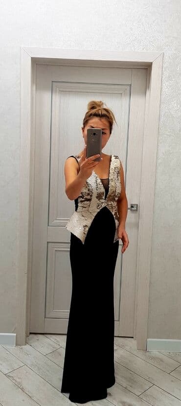 платье с пайетками большого размера: Повседневное платье, Турция, Осень-весна, Длинная модель, Турецкое, M — 1