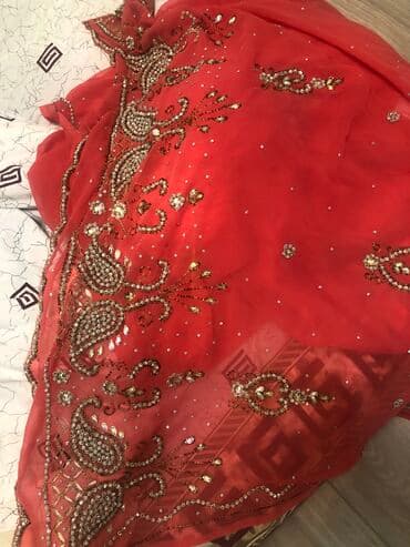 индийское: Сари индийское ткань - шифон на нем стразы вышиты в ручную — 3