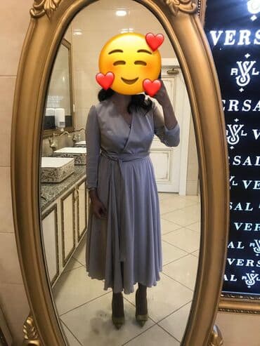 платье с запахом большого размера: Вечернее платье на запах. Спереди разрез. С поясом. Ткань шелк размер — 6