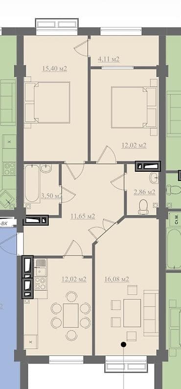 Продажа квартир: 3 комнаты, 78 м², Элитка, 5 этаж, Готовая ПСО (под самоотделку) — 3