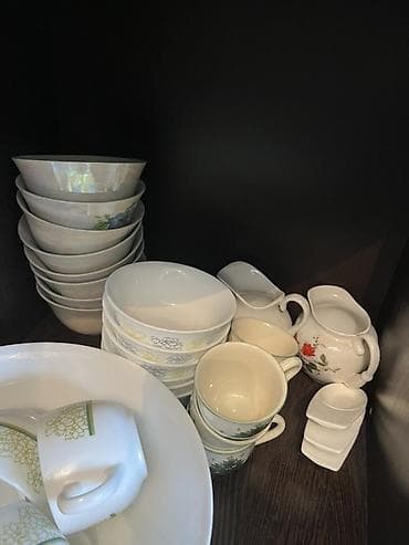 Промышленная химия: Набор посуды и сервировочных предметов (фарфор/фаянс, стекло/хрусталь) — 4