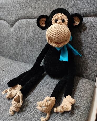 слоник крючком из плюшевой пряжи: Вязаные игрушки на заказ. Игрушка 100% ручная работа. Выполнена из — 6
