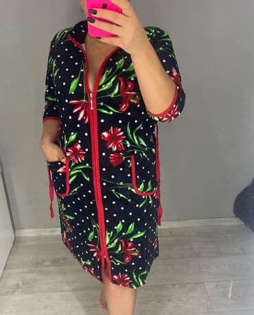 домашние халаты больших размеров: Халат, Велюр, Турция, XS, S, M — 1