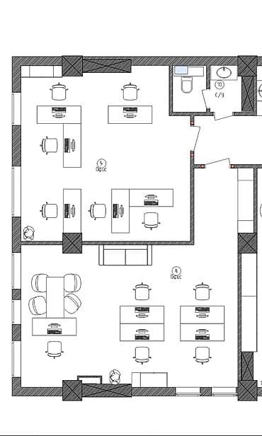 Коммерческая недвижимость: Аренда офисов, 44 м², В бизнес центре, 1 линия, С оборудованием, С отдельным сан узлом — 6