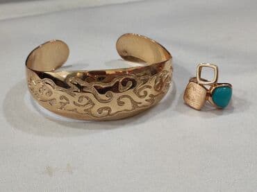 свадебные наборы ручной: Серебряный Билерик+ Кольца Серебро напылением золото 925 пробы — 3