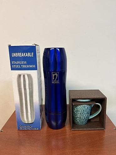 Термос NOBEL из нержавеющей стали + керамическая кружка в подарочной at lalafo.kg Термос NOBEL из нержавеющей стали + керамическая кружка в подарочной
