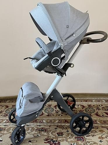 авто каляска: Stokke 2 в 1 (прогулочный блок + автолюлька), светло‑серая. С — 5