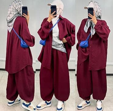 оверсайз одежды: Костюм oversize для женщин в стиле modest fashion. Состав комплекта — 3