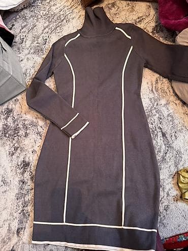 трикотаж кофта: Платье-свитер трикотажное с высоким горлом - Цвет: графитовый — 3