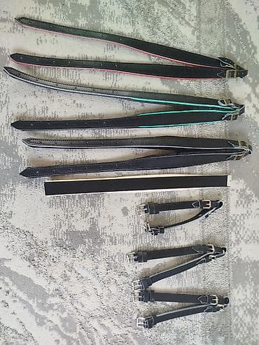 Комплект кожаных ремней и ремешков (черный цвет с цветным кантом)