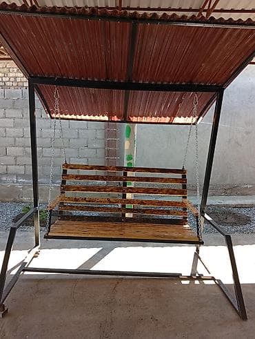 металлическая: Садовые качели Металл, Со спинкой, С крышей — 3