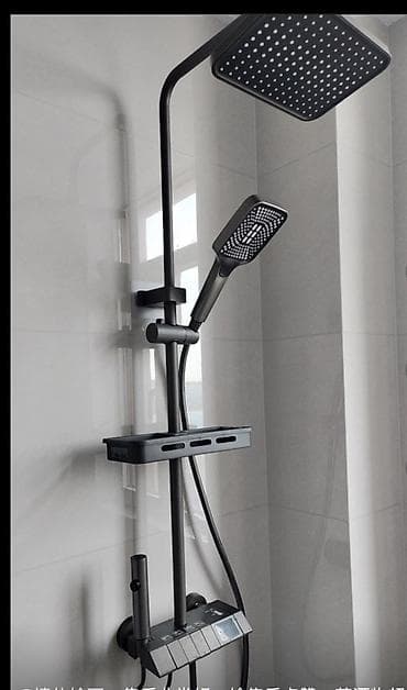 для уборки: Душевая система с верхним и ручным душем, графитово‑черная, с — 2