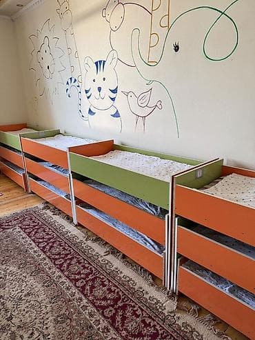 Детская мебель: Двухъярусная детская кровать, Б/у, ЛДСП, цвет - Оранжевый — 5