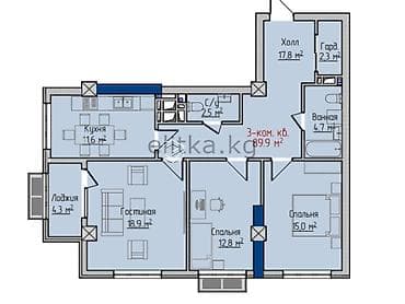 Кыймылсыз мүлк: 3 бөлмө, 90 м², Элитка, 15 кабат, Даяр ПСО (өзү оңдоп түзөтүп бүтүү үчүн) — 4