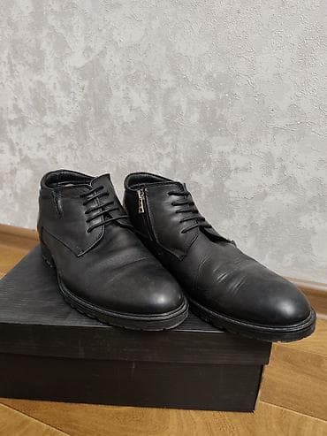 сапаги муж: Мужские зимние полуботинки/ботинки дерби, черные. - Материал верха — 3