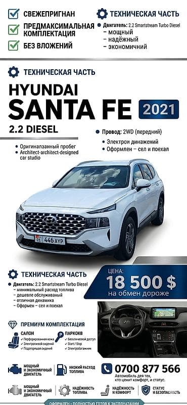 tur: Hyundai Santa Fe: 2021 г., 2.2 л, Робот, Дизель, Кроссовер — 1