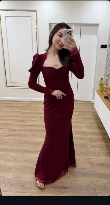 длинное черное платье с разрезом: Вечернее платье, Русалка, Длинная модель, Без рукавов, Стандарт — 6