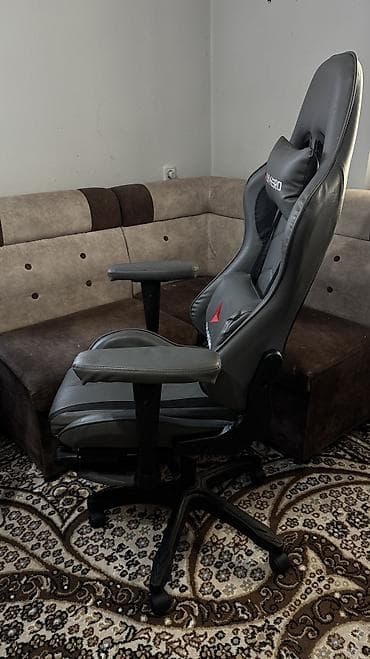 игровое кресло бу: Игровое кресло, Б/у, С колесиками, цвет - Серый, Экокожа — 4