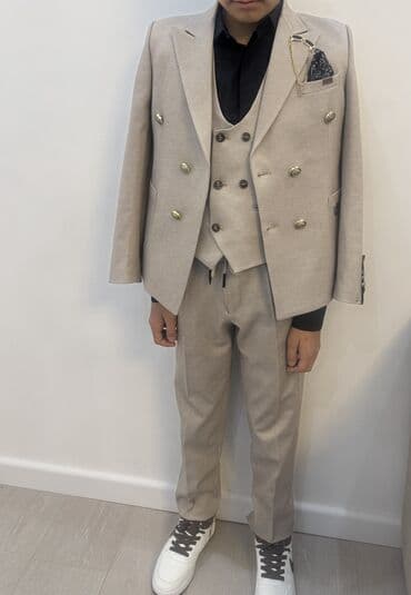 школьный фартук на прокат: Комплект, цвет - Бежевый — 3