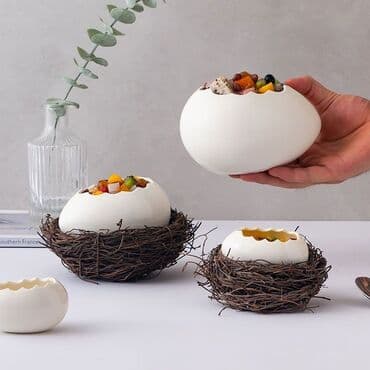 декоративная тарелка: Тарелки в гнездышке • Тарелка (Керамика) • Гнездо (декоративные — 4