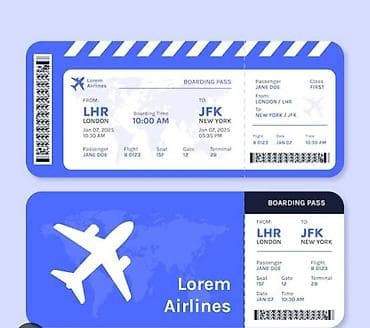 jack a2: Авиабилет/посадочный талон на рейс LHR — JFK - Авиакомпания: Lorem — 1