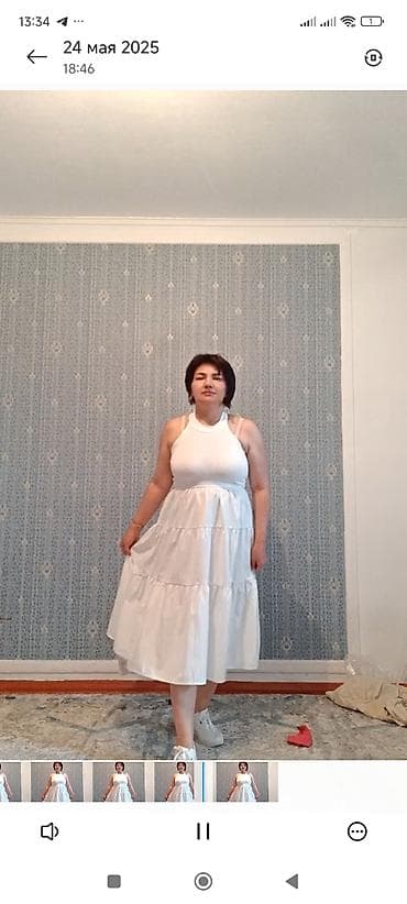 casio duro: Вечернее платье, Длинная модель, Лен, 5XL — 4