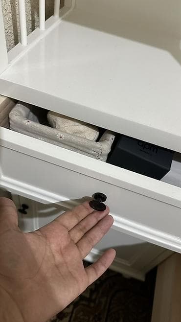 банкетка со спинкой: Прикроватная тумба, Без зеркала, цвет - Белый, МДФ — 3