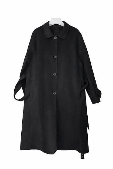 чёрное женское пальто: Женское пальто прямого кроя. - Материал: плотная шерстяная ткань — 1